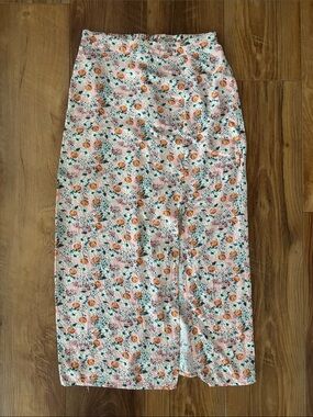 Wild Fable Lightweight Pink Floral Skirt with Slit